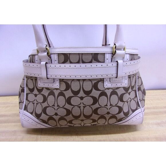 Coach M0671-10507 Brown & White Hampton Signature Satchel Tote Bag - Picture 2 of 5